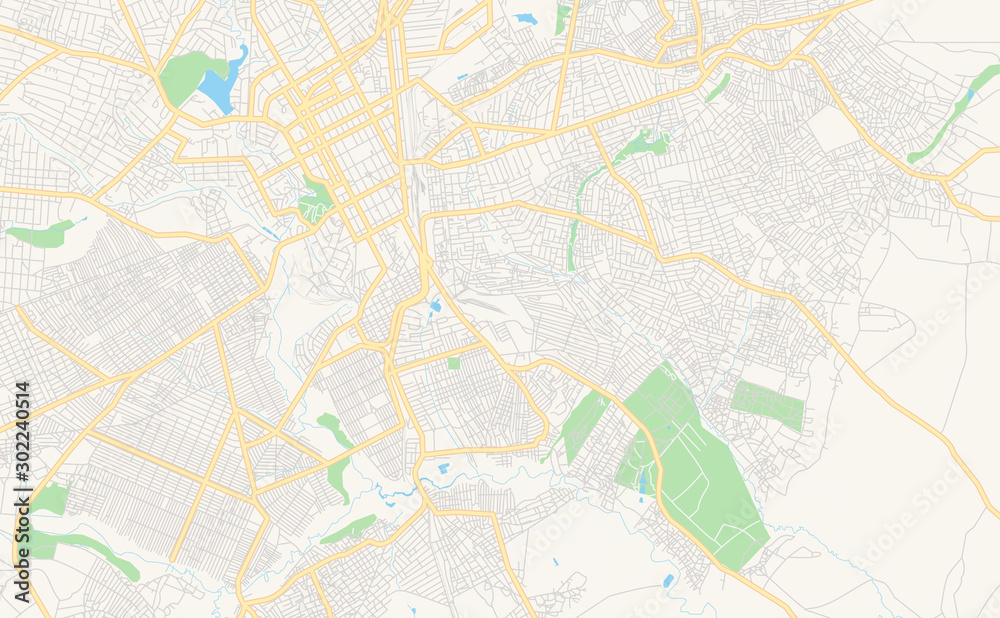 Printable street map of Lubumbashi, DR Congo