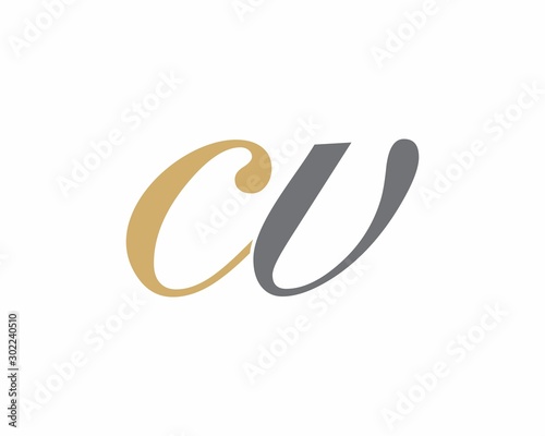 CW or CV Letter Logo Icon 001