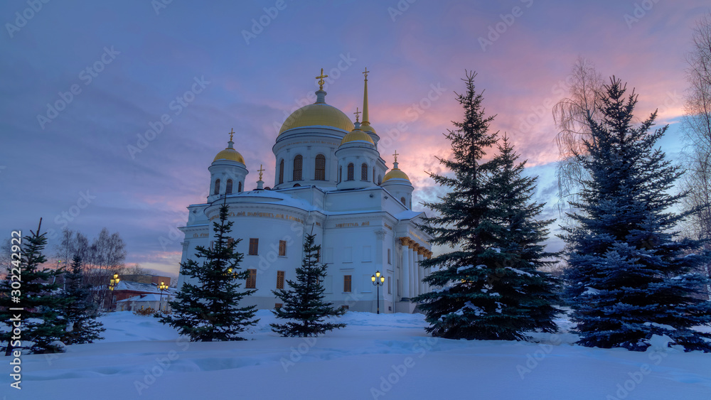 Alexander Nevsky Cathedral at sunset winter 3