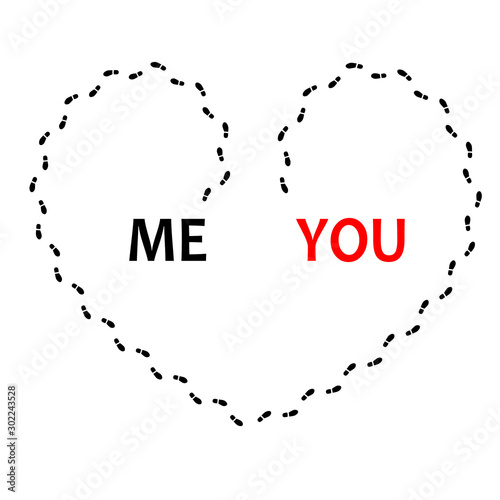 me and you heart symbol of love romantic , path searching for love you , footsteps