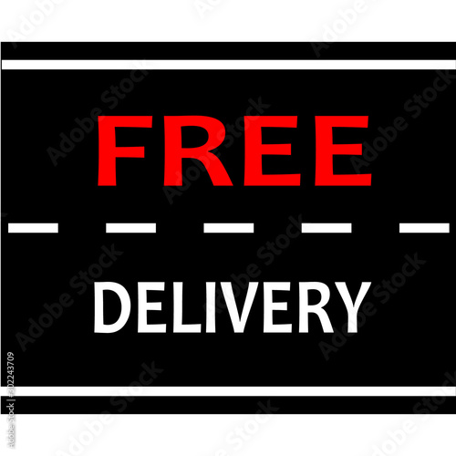 free delivery transportation sign stamp on a road . black red white text vector