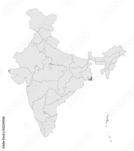 India political map with provinces vector