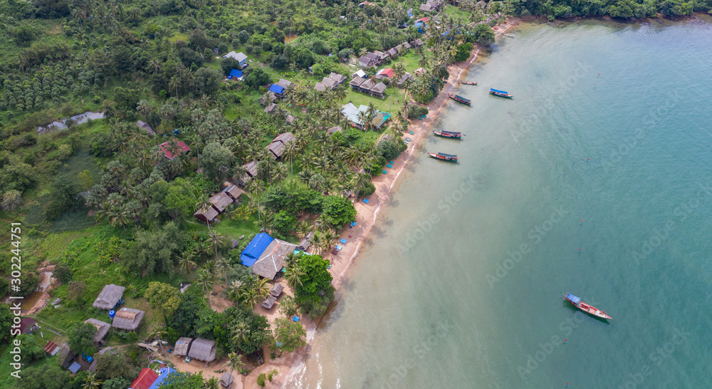 Aerial View to the beach in Kep town, Cambodia