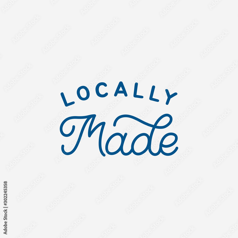 Hand drawn lettering logo. The inscription: Locally made. Perfect design for greeting cards, posters, T-shirts, banners, print invitations.Monoline style.