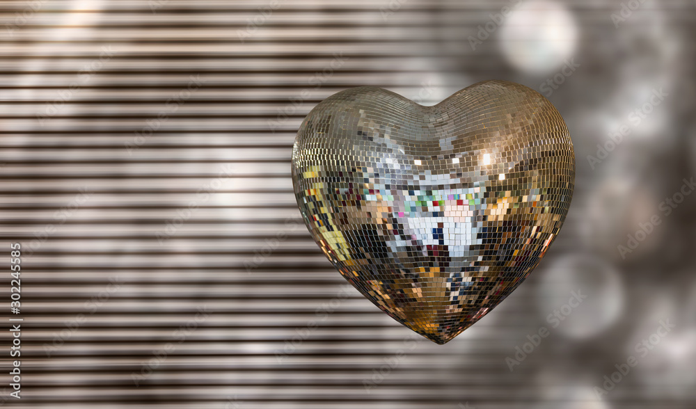 Fototapeta Kształt serca Symbol miłości z Disco Ball w kształcie serca