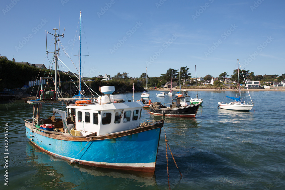Abersoch Wales Llyn Peninsula boats in harbour