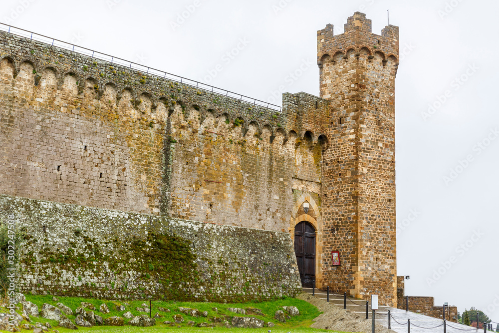 Fortress with fortified wall in Montalcino in Italy