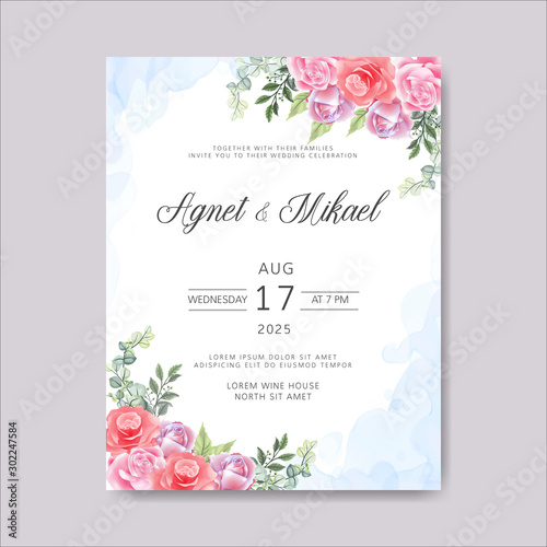 wedding cards invitation with beautiful floral