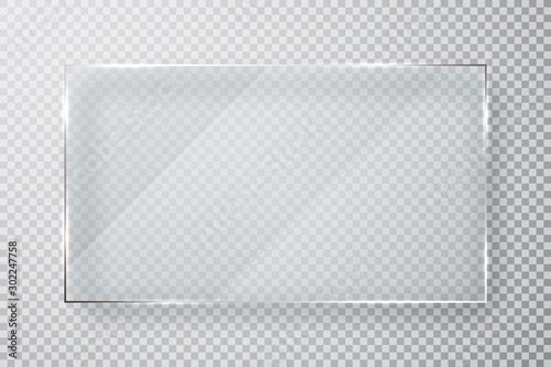 Glass plates set. Glass banners on transparent background. Flat glass. Vector illustration
