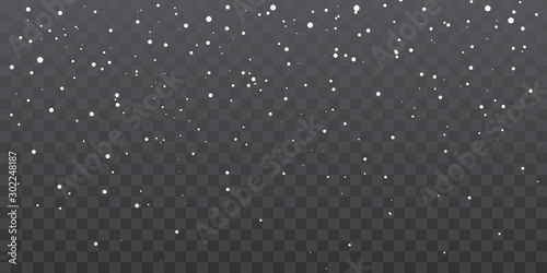 Christmas snow. Falling snowflakes on transparent background. Snowfall. Vector illustration
