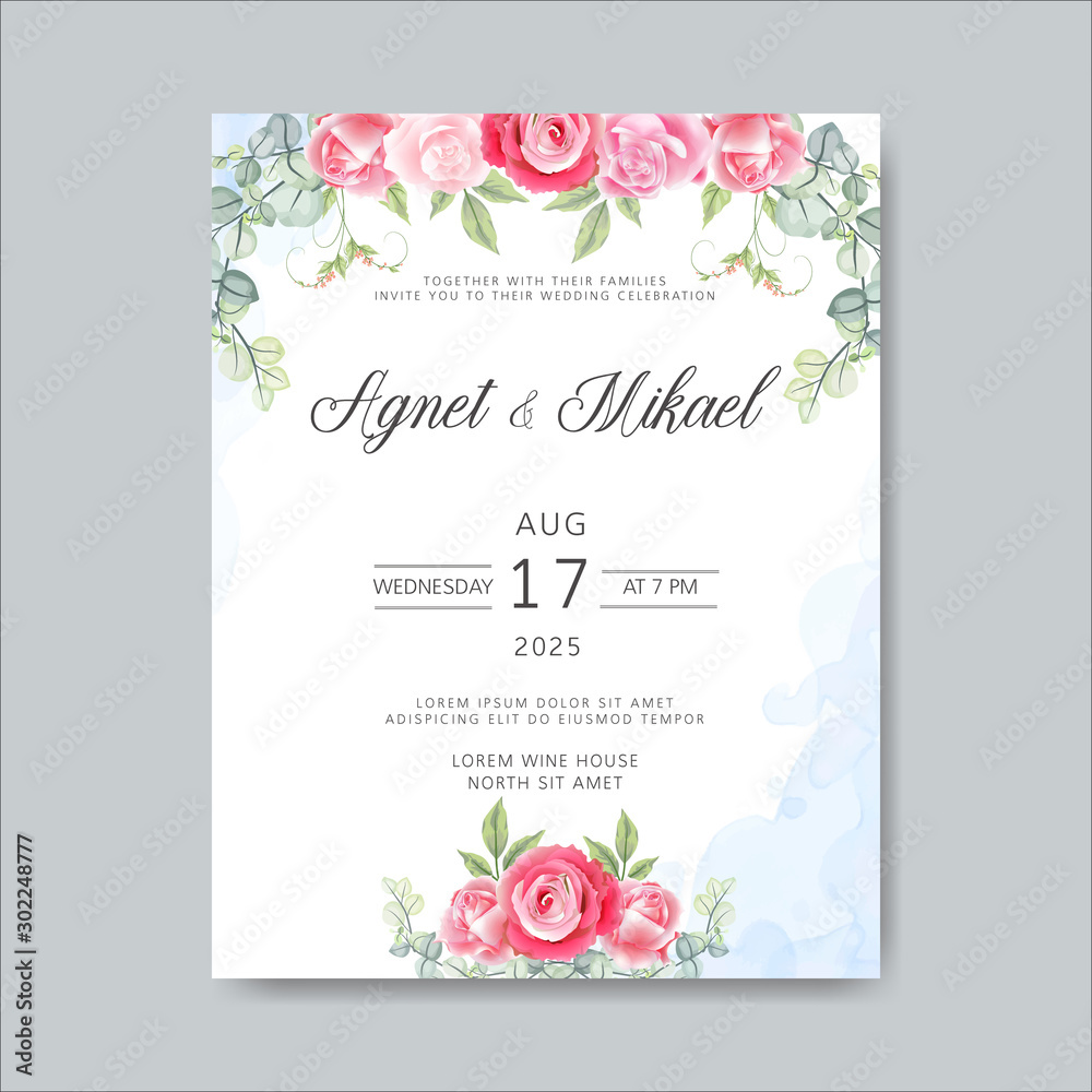 wedding cards invitation with beautiful floral