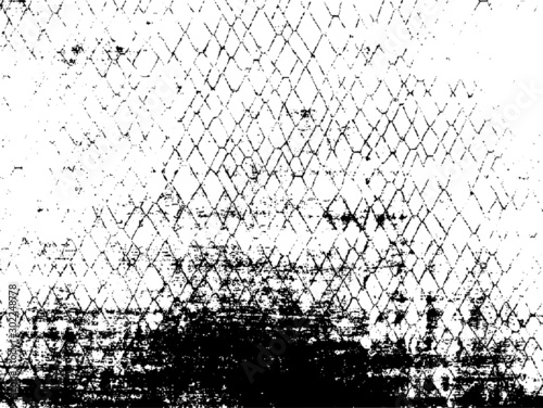 Worn down wallpaper pattern design. Broken plaster and grunge damask effect. Distressed overlay texture design. Vector illustration. Eps10.