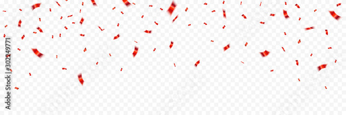 Red confetti. Celebration carnival ribbons. Luxury greeting card. Vector illustration