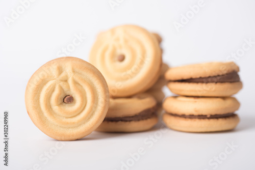 Butter cookies placed on a white background