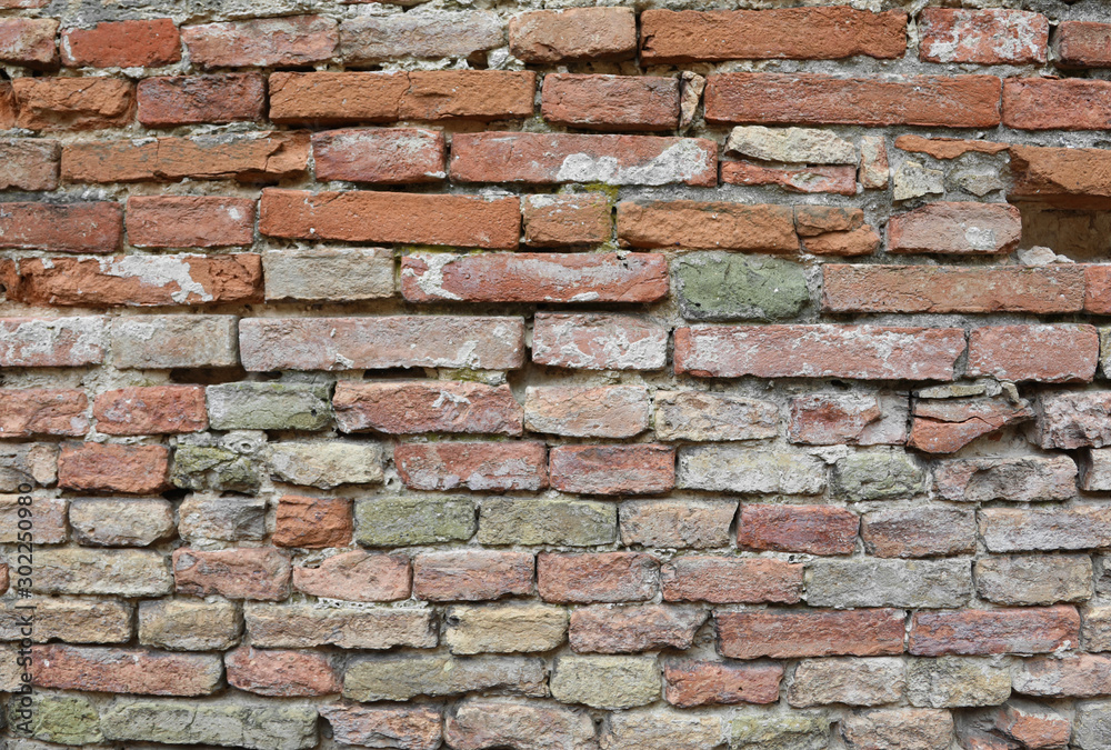 view wall made with red bricks view wall made with red bricks