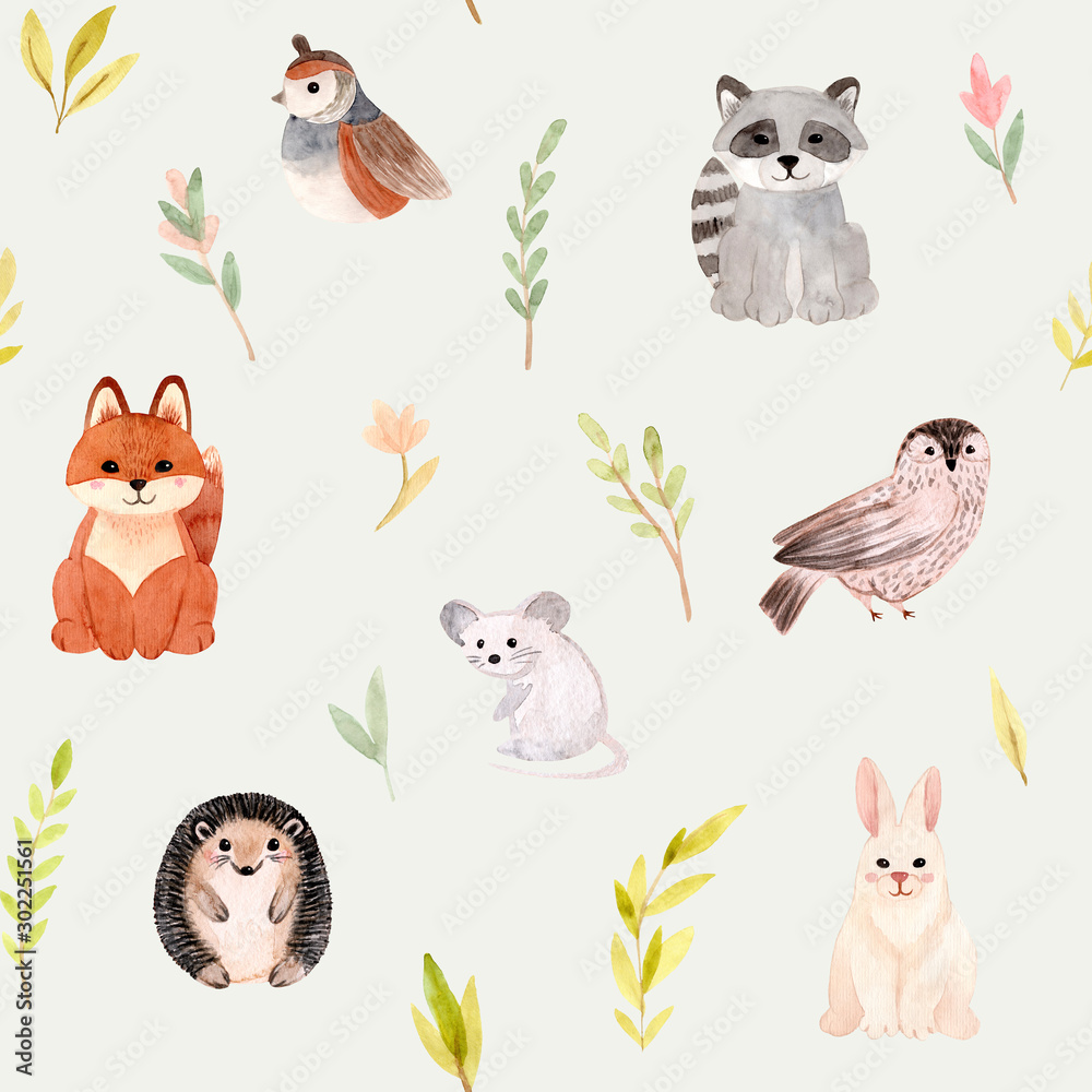 Obraz premium Watercolor seamless pattern. Isolated on white background.