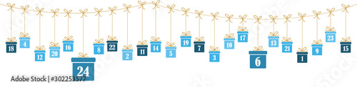 advent calendar 1 to 24 on christmas presents