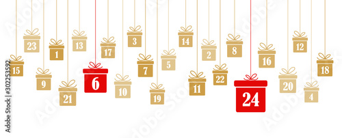 advent calendar 1 to 24 on christmas presents