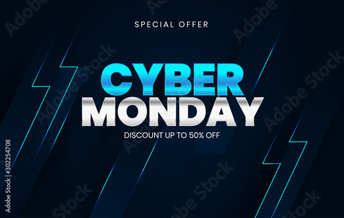 Sale banner template design, Cyber Monday special offer sale up to 50% off.