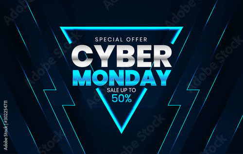 Sale banner template design, Cyber Monday special offer sale up to 50% off.