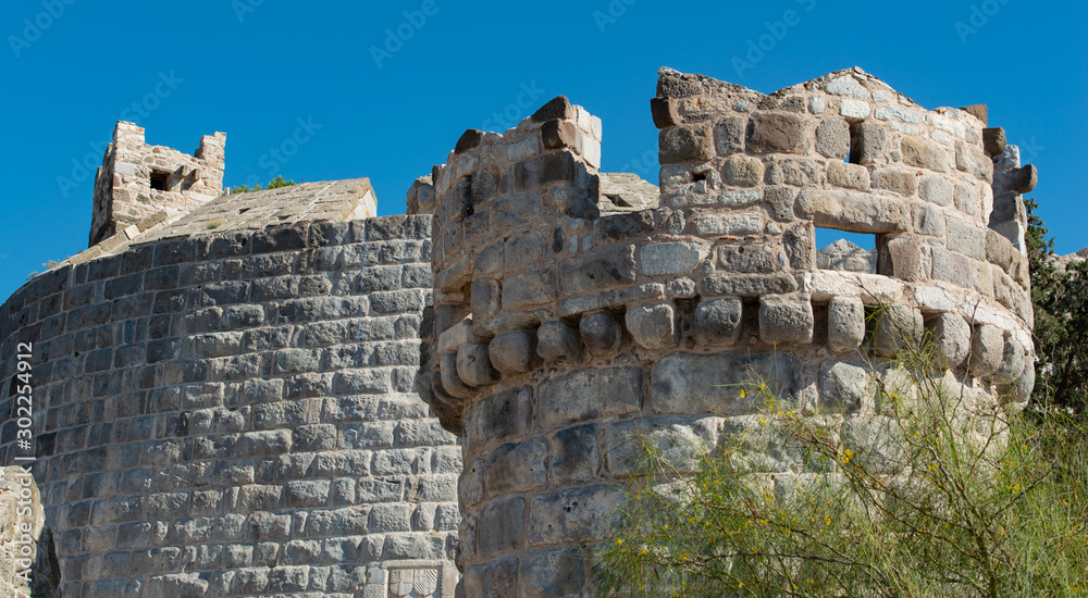 Burg Detail Architektur von der Türkischen Stadt Bodrum an der türkischen Ägäis 