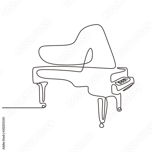 Leinwand Poster Piano one line drawing