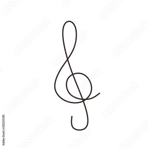 one line drawing of music notes isolated vector object continuous simplicity lineart design of sign and symbols.