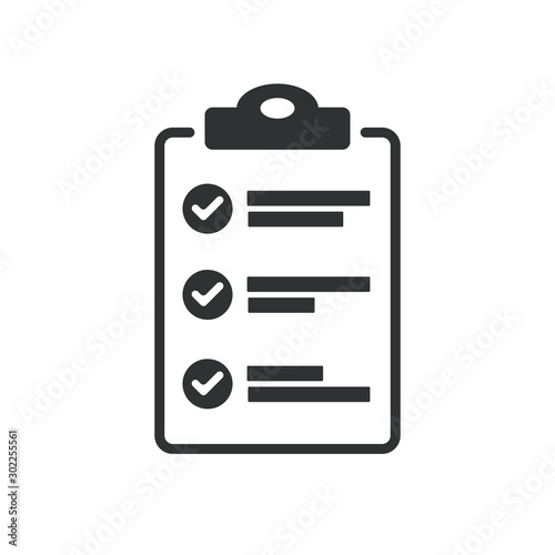 Flat design of checklist icon isolated on transparent background. To-do list vector illustration. Fill form concept.