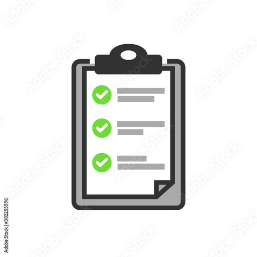 Flat design of checklist icon isolated on transparent background. To-do list vector illustration. Fill form concept. photo
