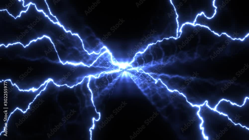 Lightning bolt  or electrical charge bursting from center of screen - 3D rendering