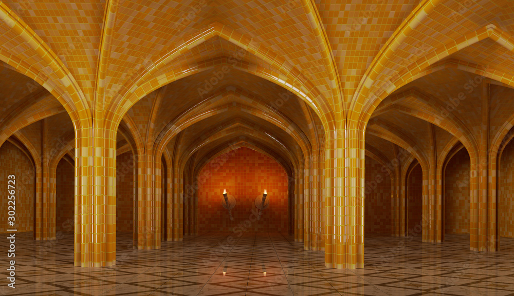 Mosaic Vault Arch Gallery 3D illustration 3D rendering