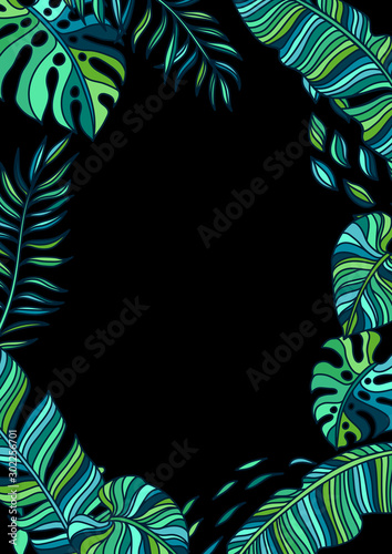 Frame with palm leaves.