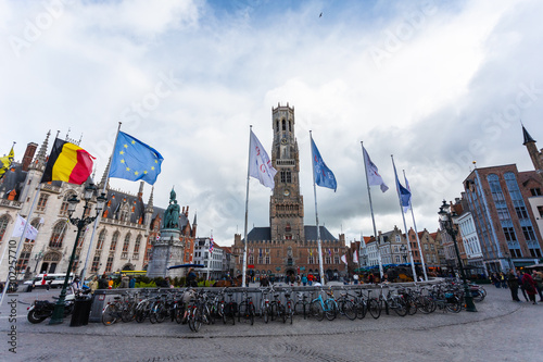 Grote Markt square or Market Square in Brugge, Belgium