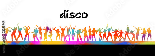 multi-colored silhouettes of dancing girls. Vector