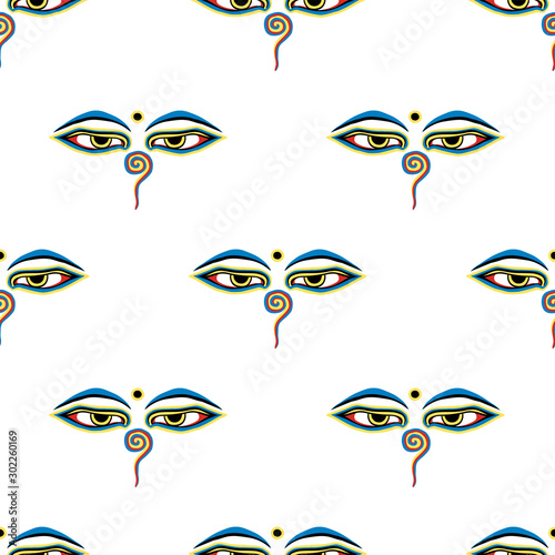 Seamless pattern of buddha eyes