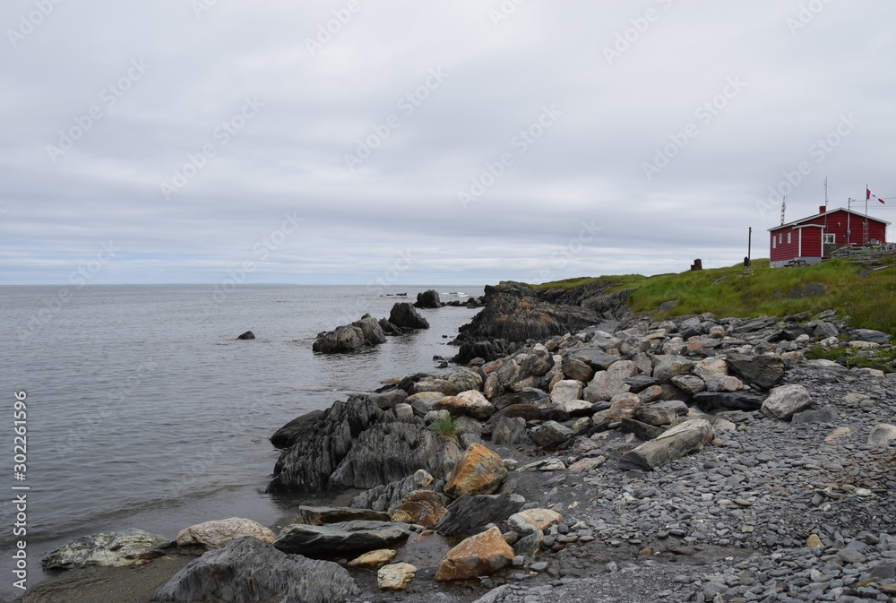 Baccalieu Trail landscape, view along the shoreline at Caplin Cove near Hant's Harbour Newfoundland Canada