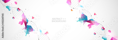 DNA molecules science template, abstract background. Vector illustration.