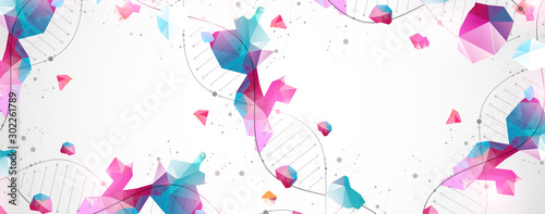 DNA molecules science template  abstract background. Vector illustration.