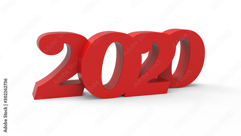 2020 new year 3d red metallic text 3d render 2020 new year 3d red metallic text 3d render
