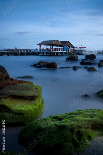 green moss on rocks at Sihanoukville photo