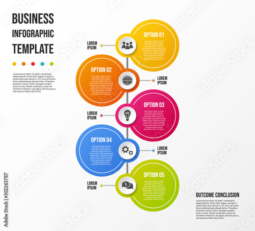 Colorful infographic with business icons. Vector