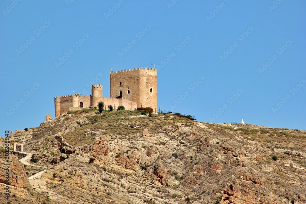 View of the castle of Jumilla in the region of Murcia