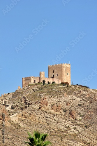 View of the castle of Jumilla in the region of Murcia