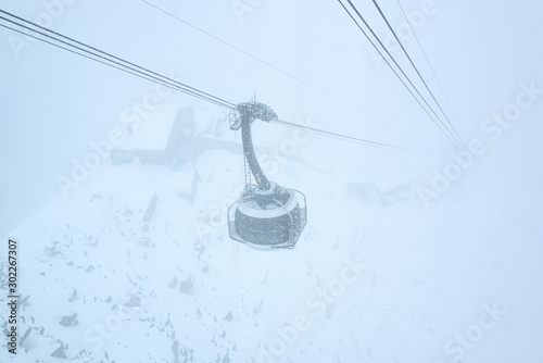 modern Mont Blanc cable car. Alps Italy