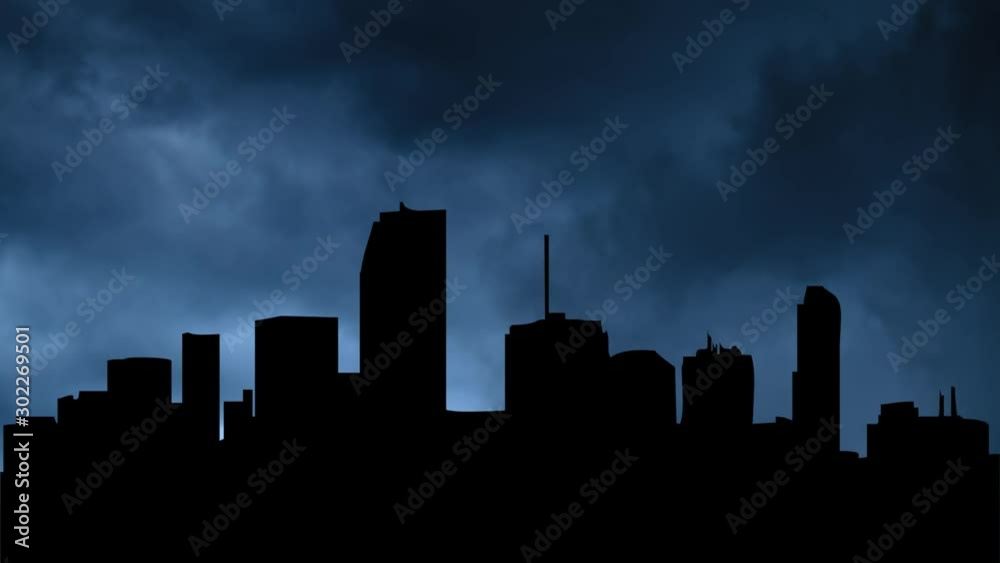 Miami: Thunderstorm and Lightning Time Lapse with Dark Skyline of City, Florida, USA Miami: Thunderstorm and Lightning Time Lapse with Dark Skyline of City, Florida, USA