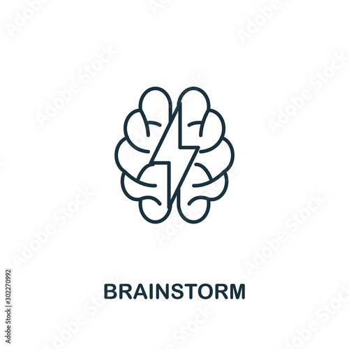 Brainstorm icon outline style. Thin line creative Brainstorm icon for logo, graphic design and more