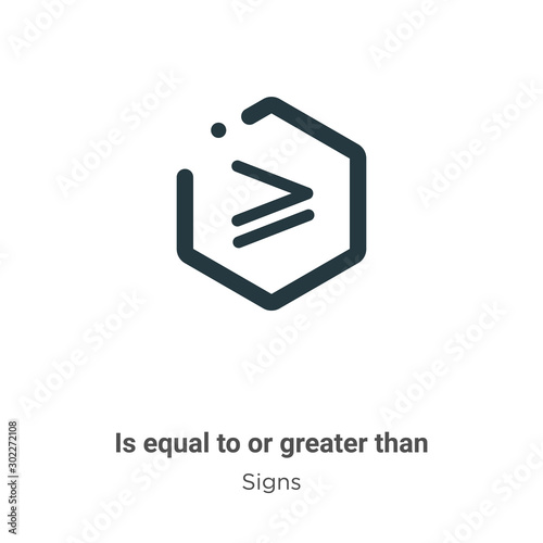 Is equal to or greater than symbol vector icon on white background. Flat vector is equal to or greater than symbol icon symbol sign from modern signs collection for mobile concept and web apps design.