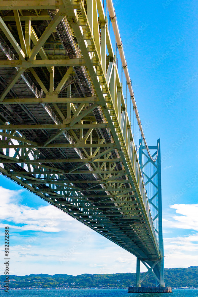A suspension bridge called Akashi Kaikyo Bridge. Kobe City, Hyogo Prefecture, Japan A suspension bridge called Akashi Kaikyo Bridge. Kobe City, Hyogo Prefecture, Japan