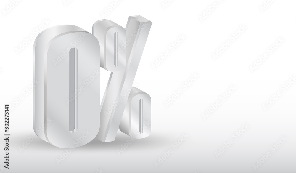 Metallic zero percent promo 3d visualization vector isolated on white background. Discount advertizing stylish minimalistic poster with copy space. Profitable financial offer symbol, sale announcement Metallic zero percent promo 3d visualization vector isolated on white background. Discount advertizing stylish minimalistic poster with copy space. Profitable financial offer symbol, sale announcement