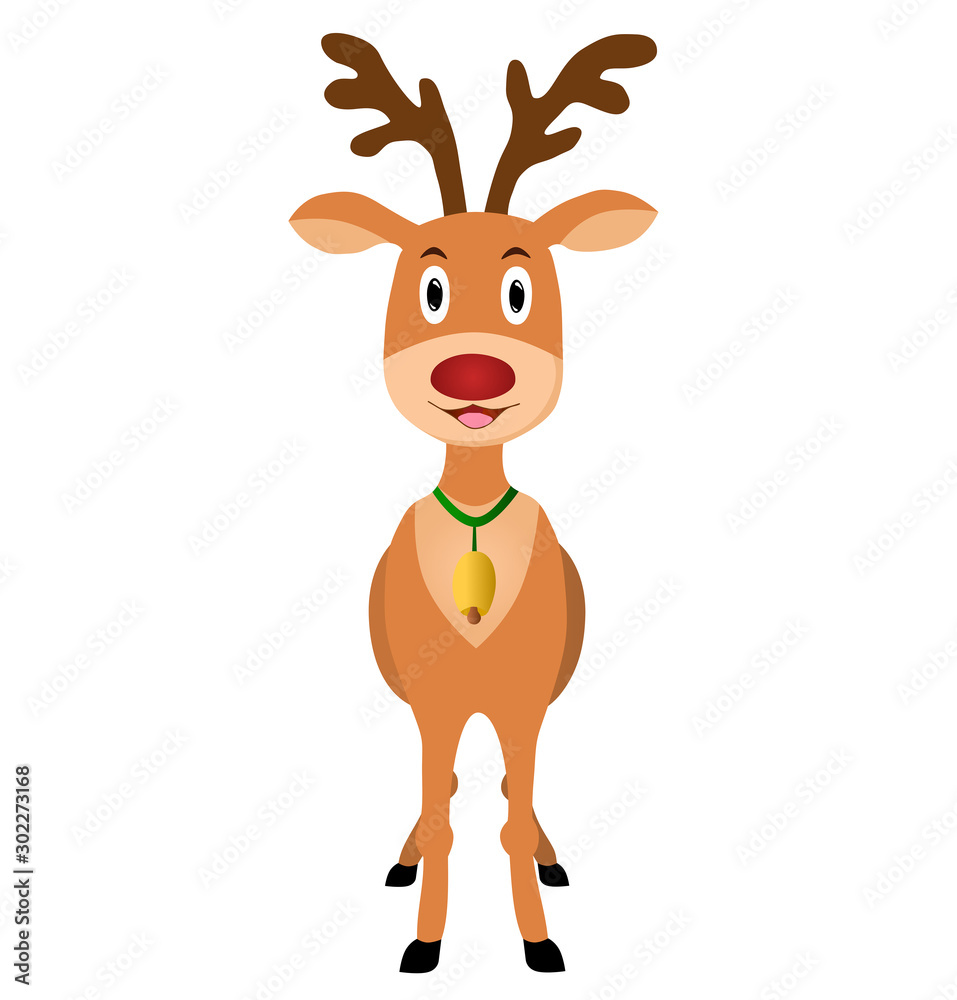 Reindeer figure. Christmas vector illustration. Illustration of a cartoon  deer. Cute deer stands on the white snow. Stock Vector | Adobe Stock
